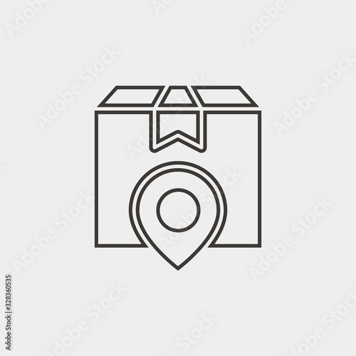 package delivery line icon box with location pin for shipping address