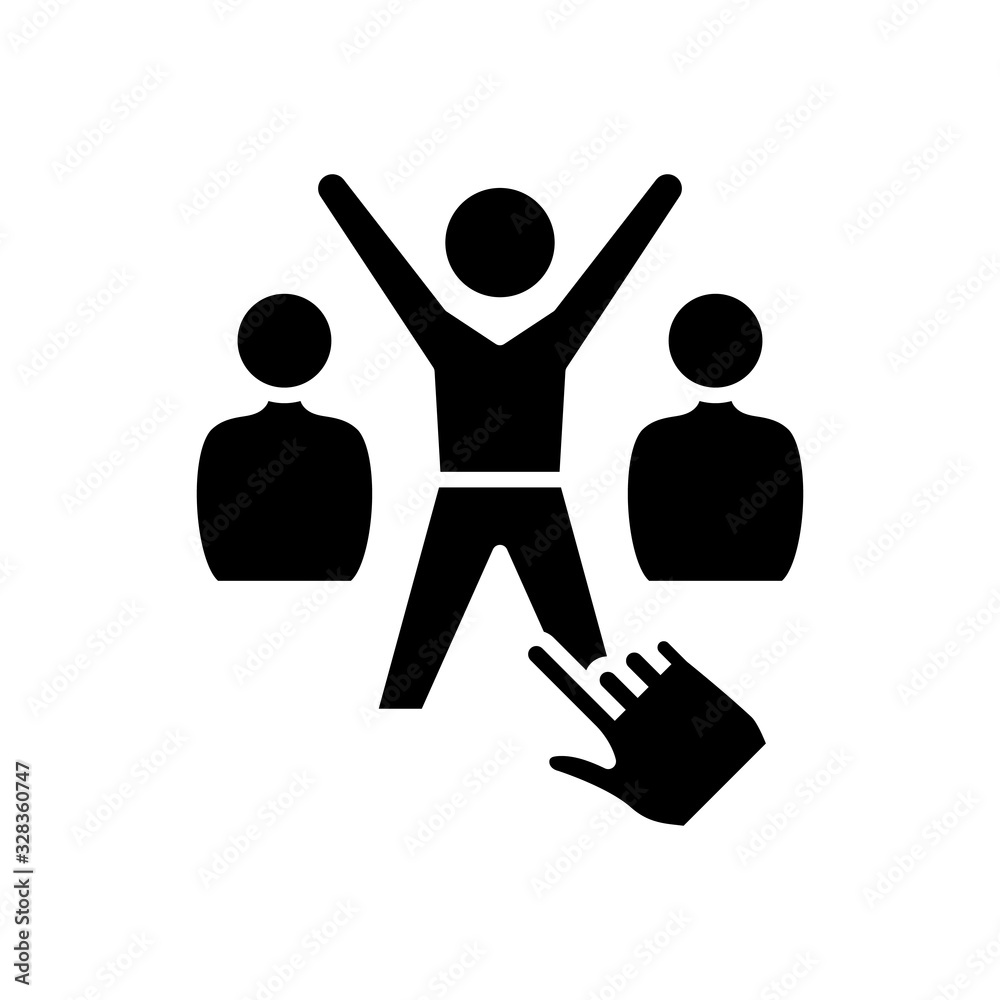 Sucessful employee black icon, concept illustration, vector flat symbol, glyph sign. Sucessful employee black icon, concept illustration, vector flat symbol, glyph sign.