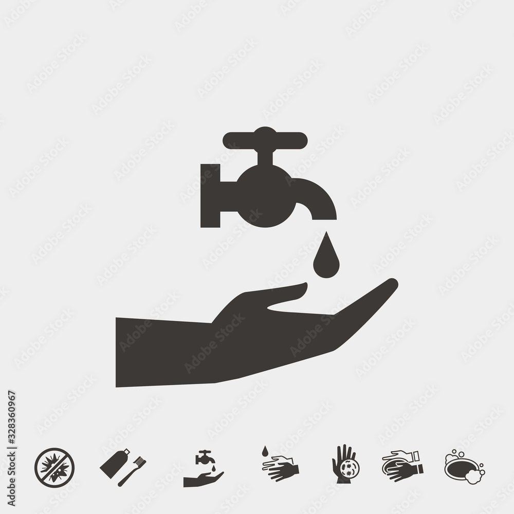 hand washing with water vector icon tap water drop for hygiene