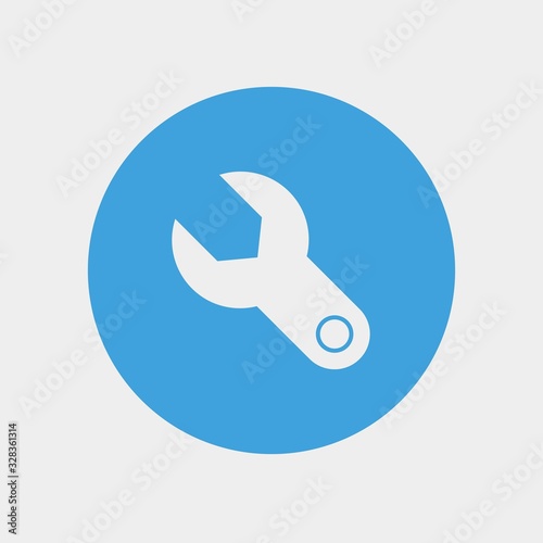 wrench tool icon vector in blue circle industrial plumbing