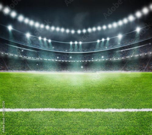 green field in soccer stadium. ready for game © Igor Link