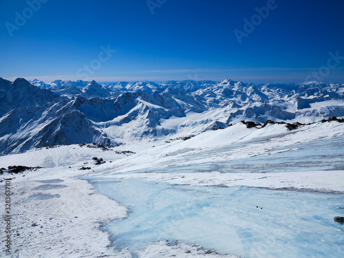 Beauty of Nature - View from the top of Mount Elbrus. 4200m above sea level. photo