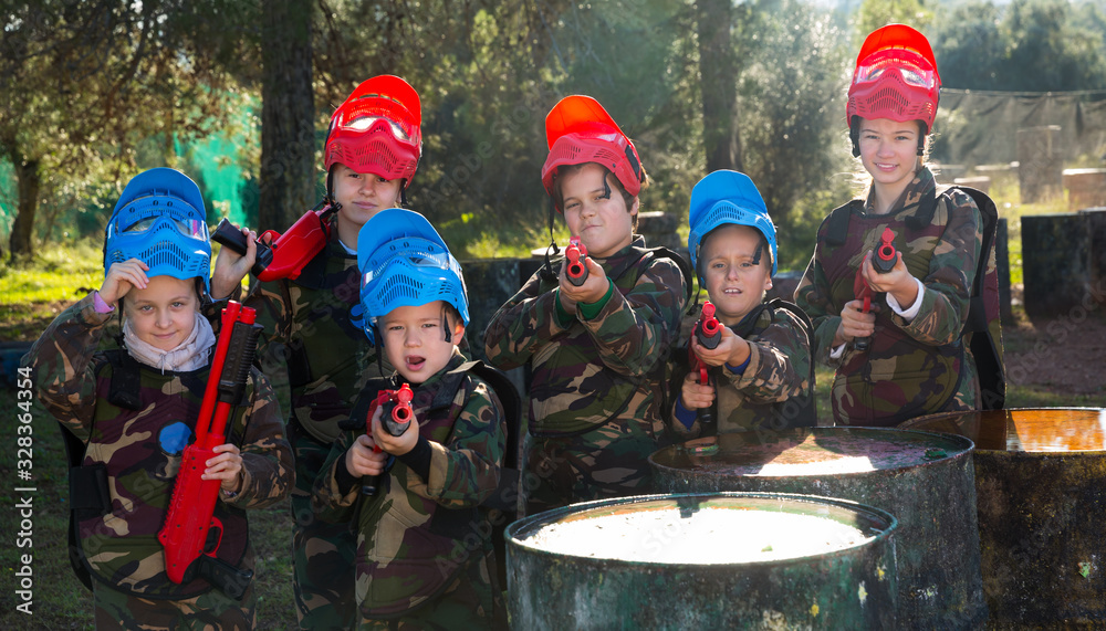 Kids ready for paintball game