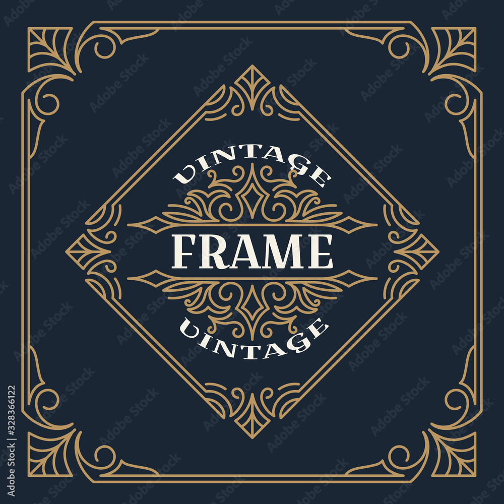 Vintage frame template vector illustration. Wedding invitations, border for greeting