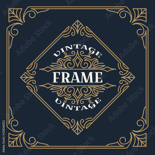 Vintage frame template vector illustration. Wedding invitations, border for greeting