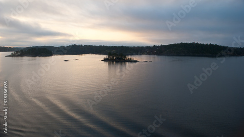 Baltic sea  sunrise  Scandinavia  Sweden  Islands  view from the ferry