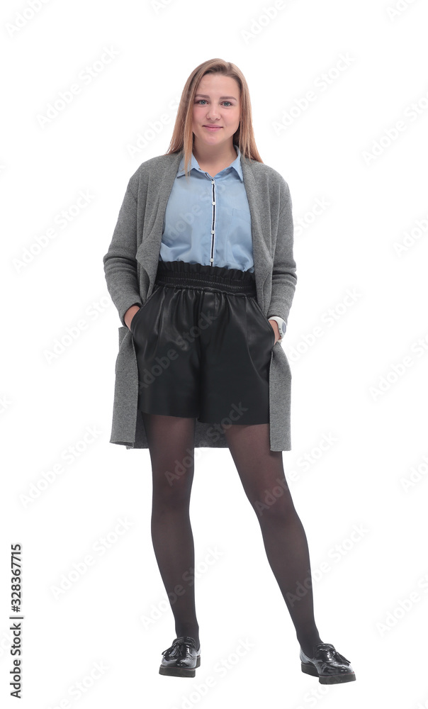 in full growth. stylish young woman in a coat. in full growth. stylish young woman in a coat.