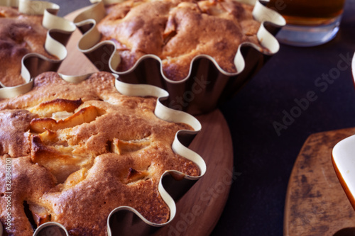 Delicious Apple pie. concept-autumn harvest cooking Apple dishes, pies, ealthy food concept. photo