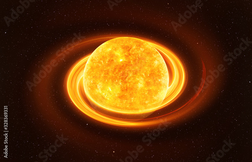 Fototapeta Naklejka Na Ścianę i Meble -  Bright neutron star against dark starry sky artistic vision, elements of this image furnished by NASA