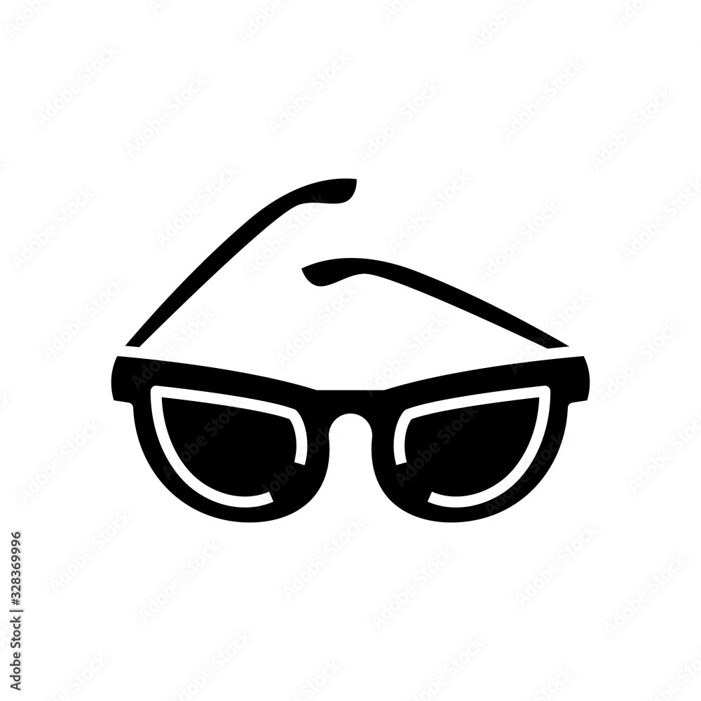 Sun glasses black icon, concept illustration, vector flat symbol, glyph sign.