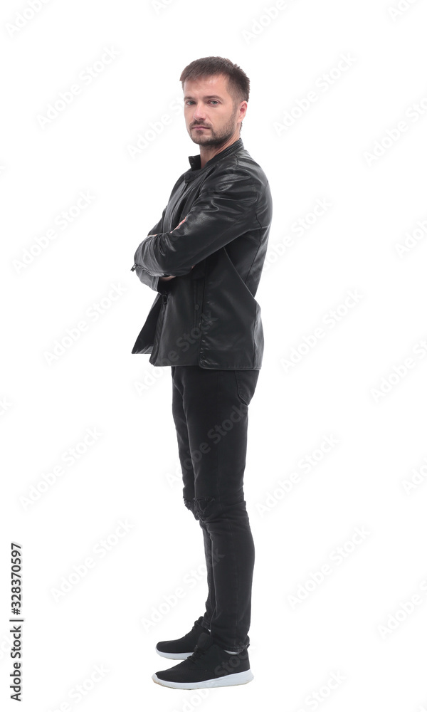 side view. stylish young man looking at the camera. side view. stylish young man looking at the camera.