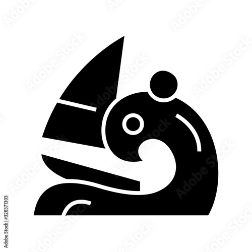 Saliboat on a wave black icon, concept illustration, vector flat symbol, glyph sign. photo