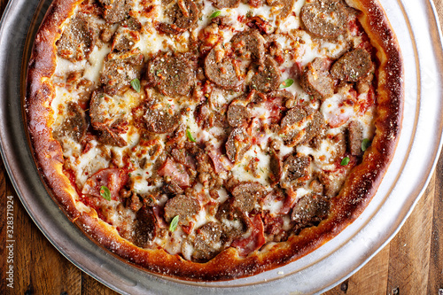 Canvas Print Deep dish meat pizza