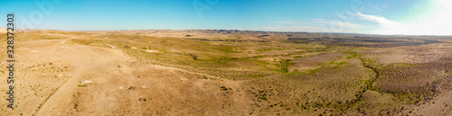 Wide panorama of desert at winter