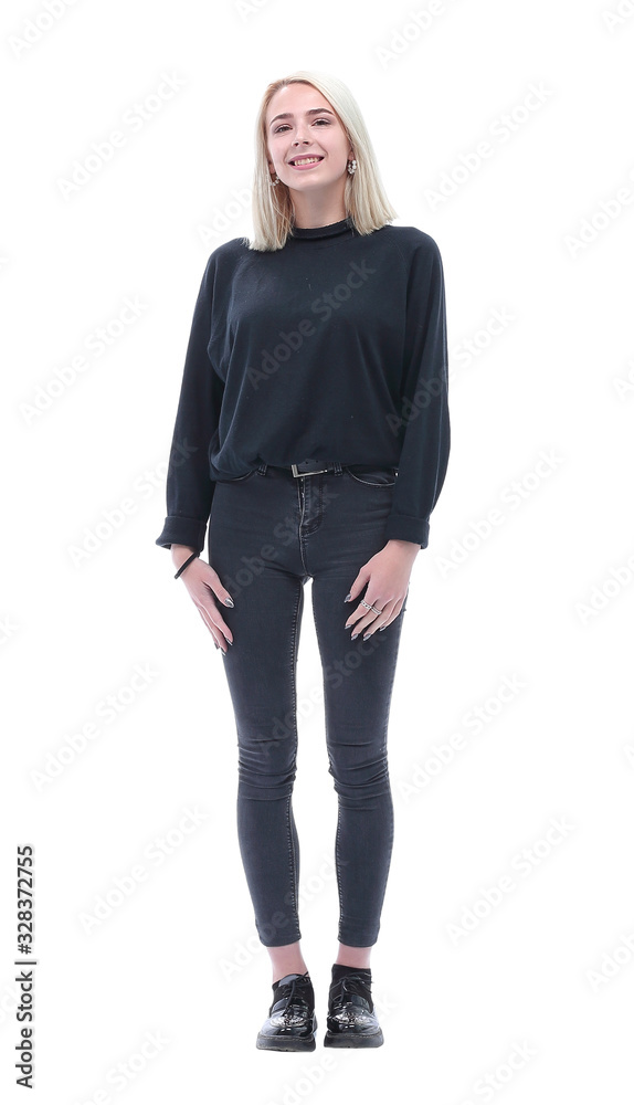 beautiful female model in jeans and black blouse beautiful female model in jeans and black blouse