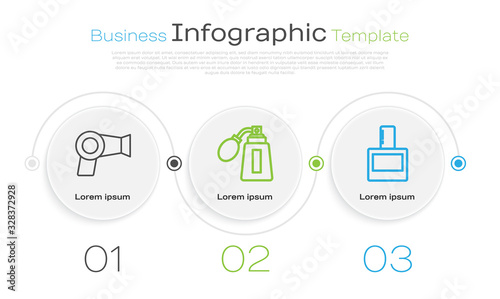 Set line Hair dryer, Aftershave bottle with atomizer and Aftershave. Business infographic template. Vector