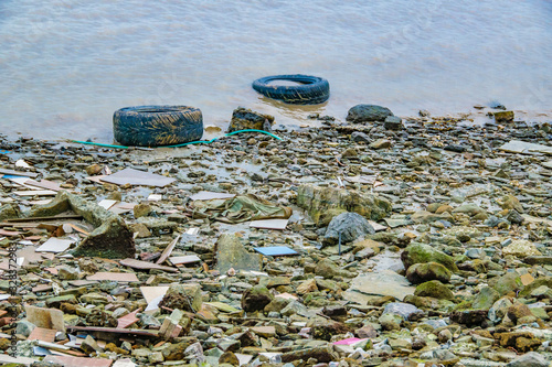 Garbage at Shore of Babahoyo River, Guayas, Ecuador photo