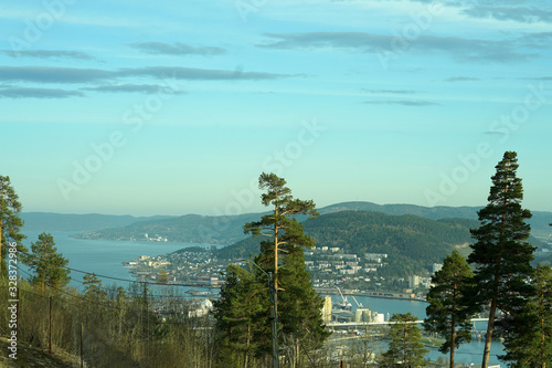 View of Drammen and its valley from Spiraltoppen.