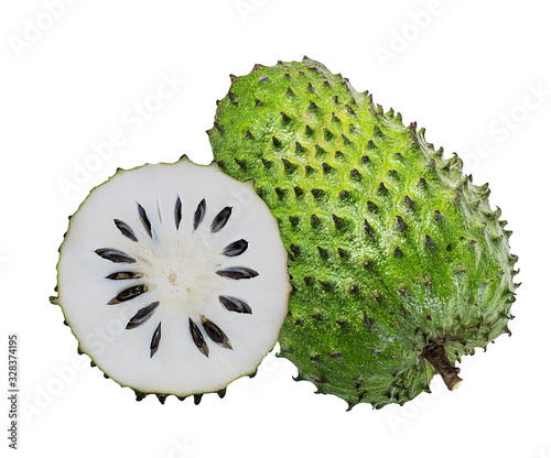 Annona muricata.oursop fruit (Sugar Apple,ustard apple) isolated on white background