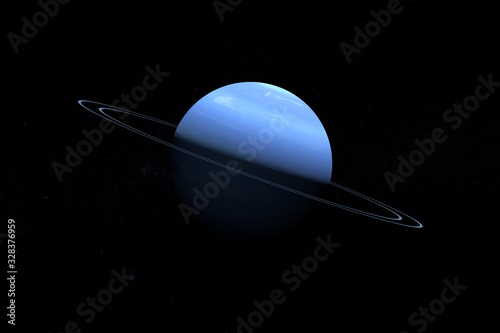 Fototapeta Naklejka Na Ścianę i Meble -  Neptune planet with her rings in the outer space. 3d render