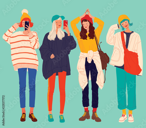 Diverse women faces background, women different style
