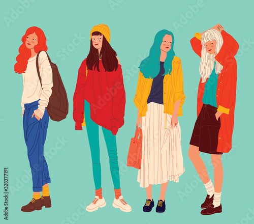 Diverse women faces background, women different style