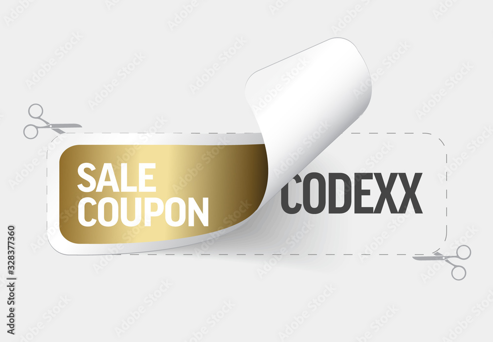 Golden Sticker with Sale Coupon Template Stock Template | Adobe Stock