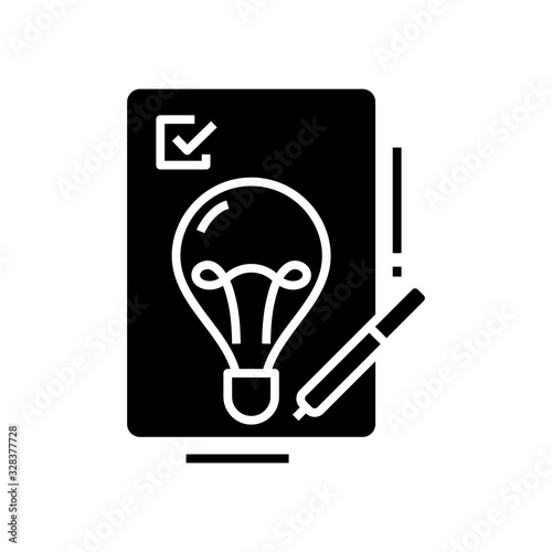 Sudden idea black icon, concept illustration, vector flat symbol, glyph sign.