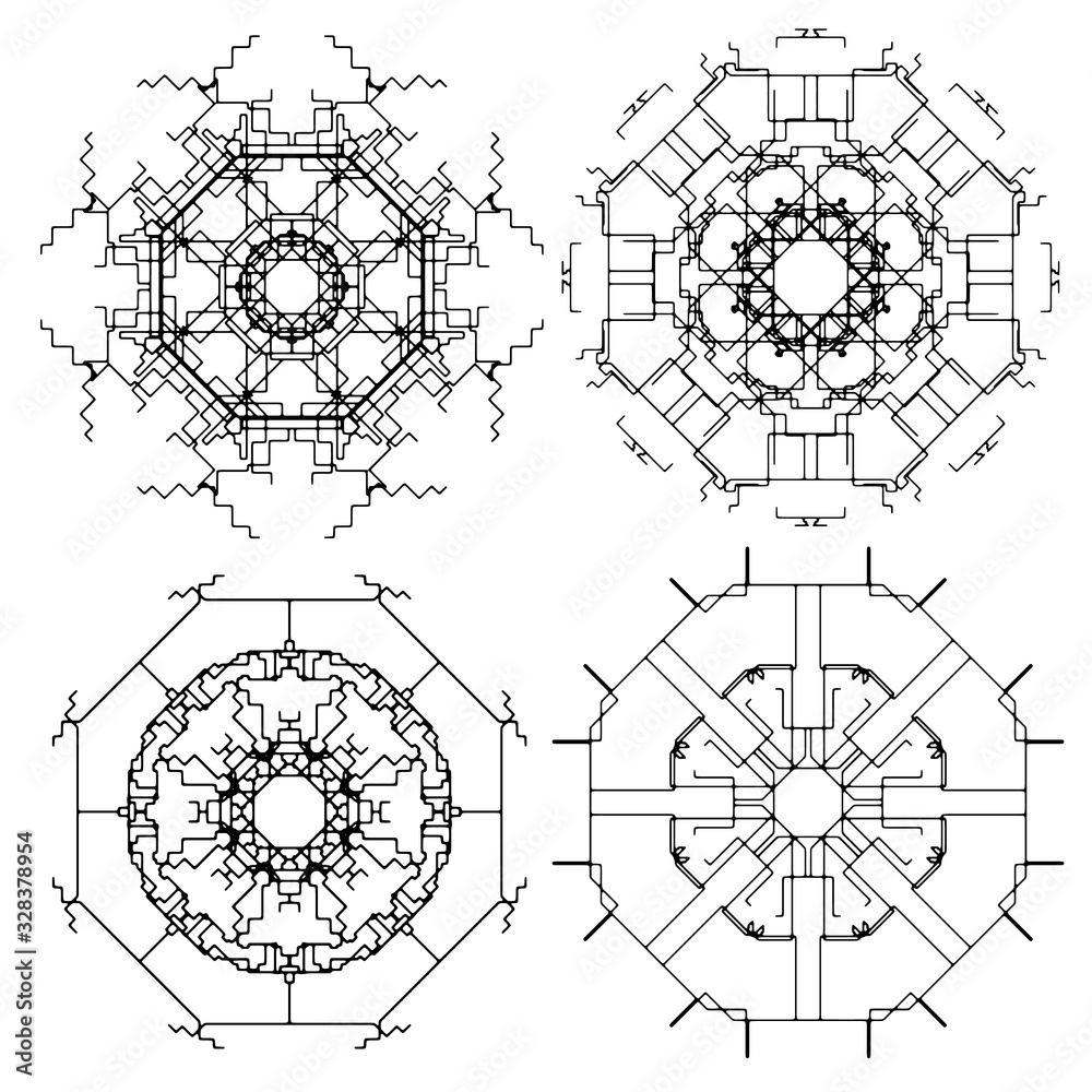 Circle lace ornament, round ornamental geometric doily pattern, black and white collection Circle lace ornament, round ornamental geometric doily pattern, black and white collection