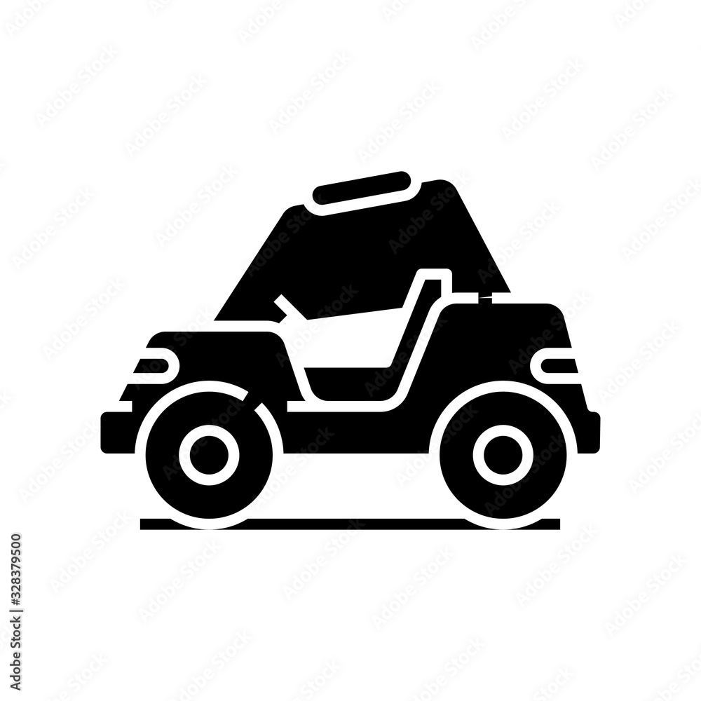 Service car black icon, concept illustration, vector flat symbol, glyph sign.