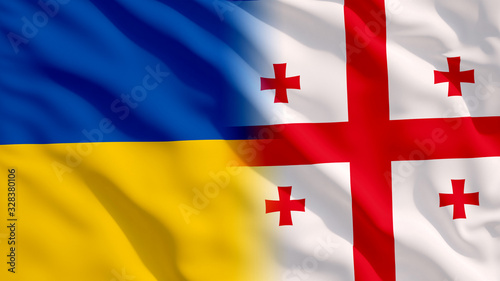 Foto Waving Ukraine and Georgia Flags