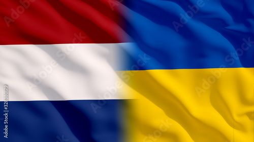 Waving Ukraine and Netherlands Flags