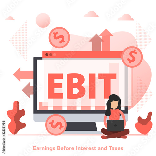 Vector financial flat horizontal banner of EBIT