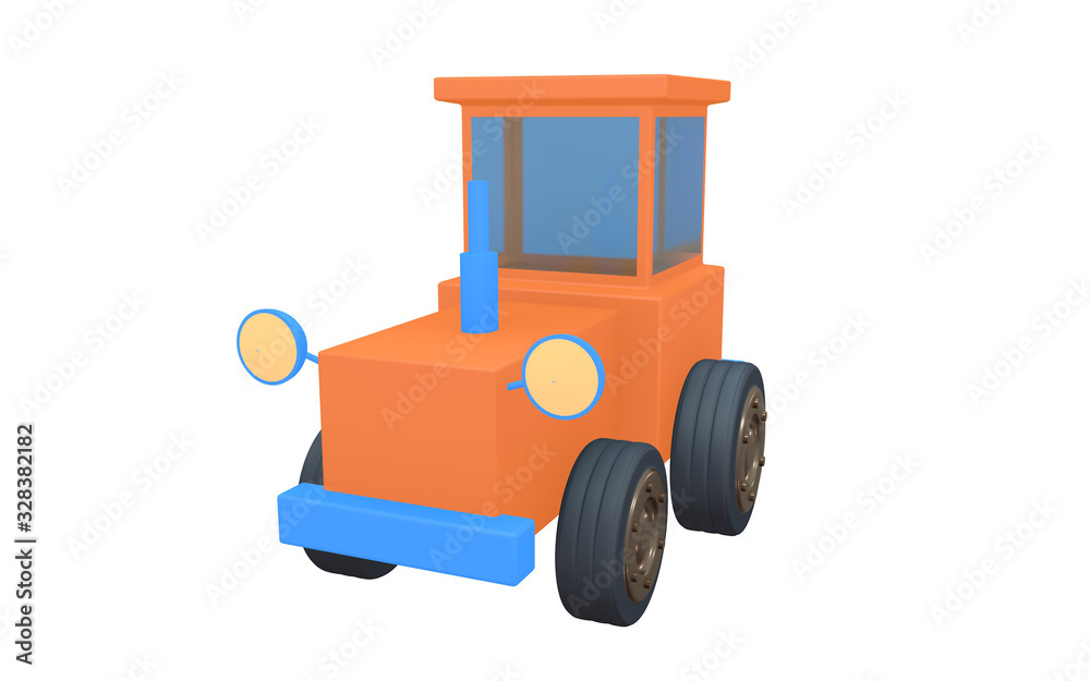 Cartoon Tractor front 3d render