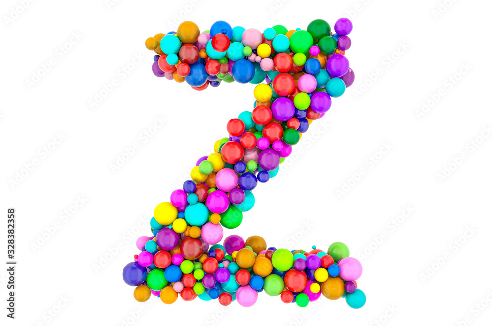 Letter Z from colored balls, 3D rendering Letter Z from colored balls, 3D rendering