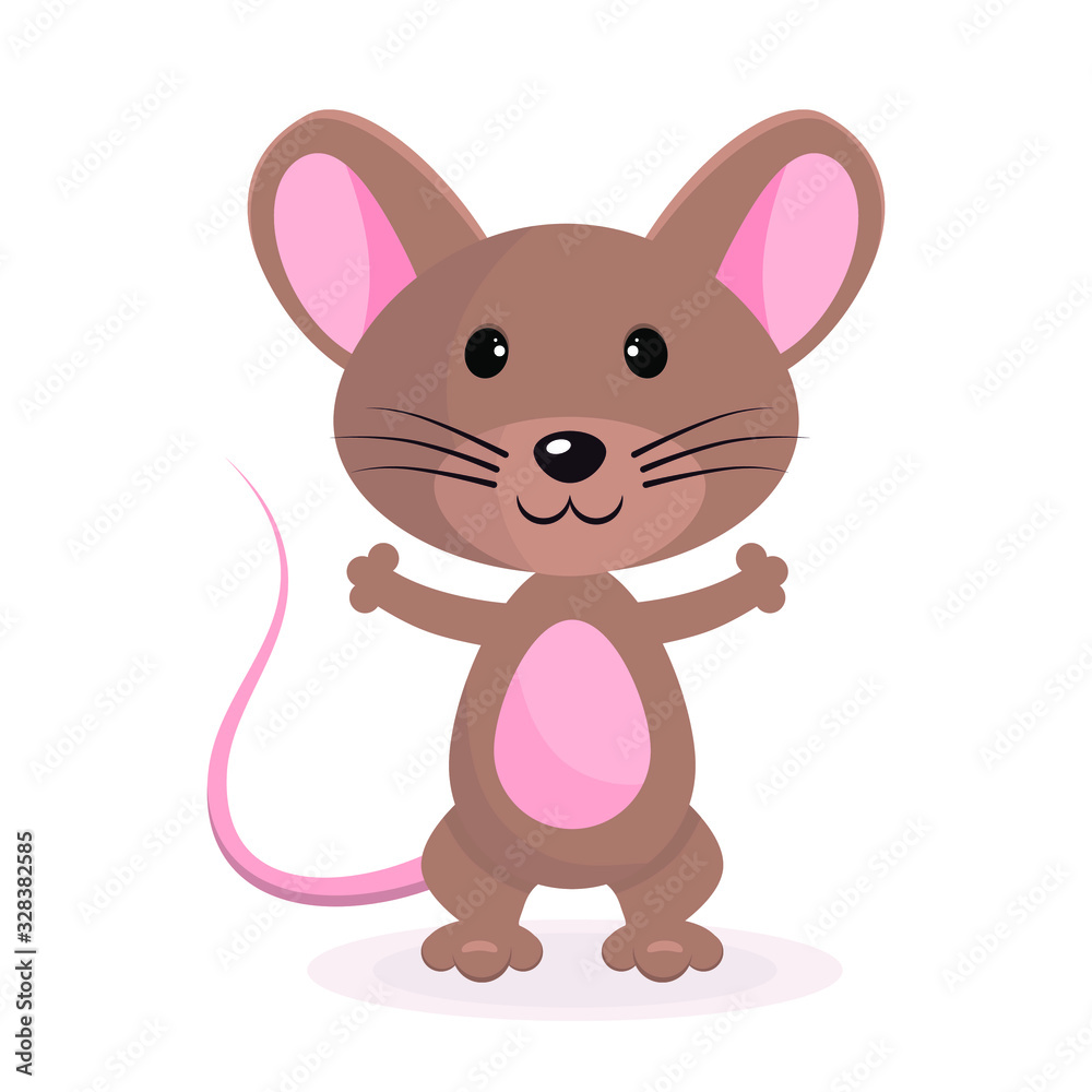 cute cartoon mouse, flat mouse icon