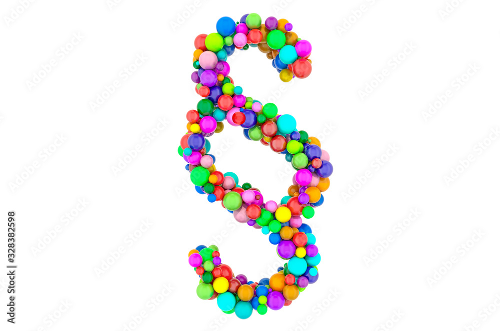 Section, paragraph symbol from colored balls, 3D rendering