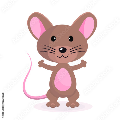 cute cartoon mouse  flat mouse icon