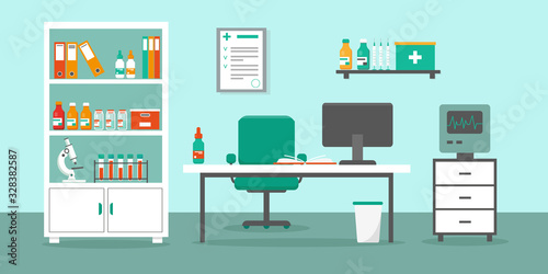 Hospital room interior vector illustration.