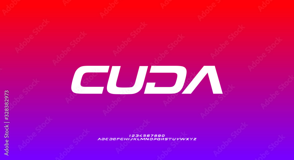 Obraz premium Cuda, an abstract sporty technology alphabet font. digital space typography vector illustration design