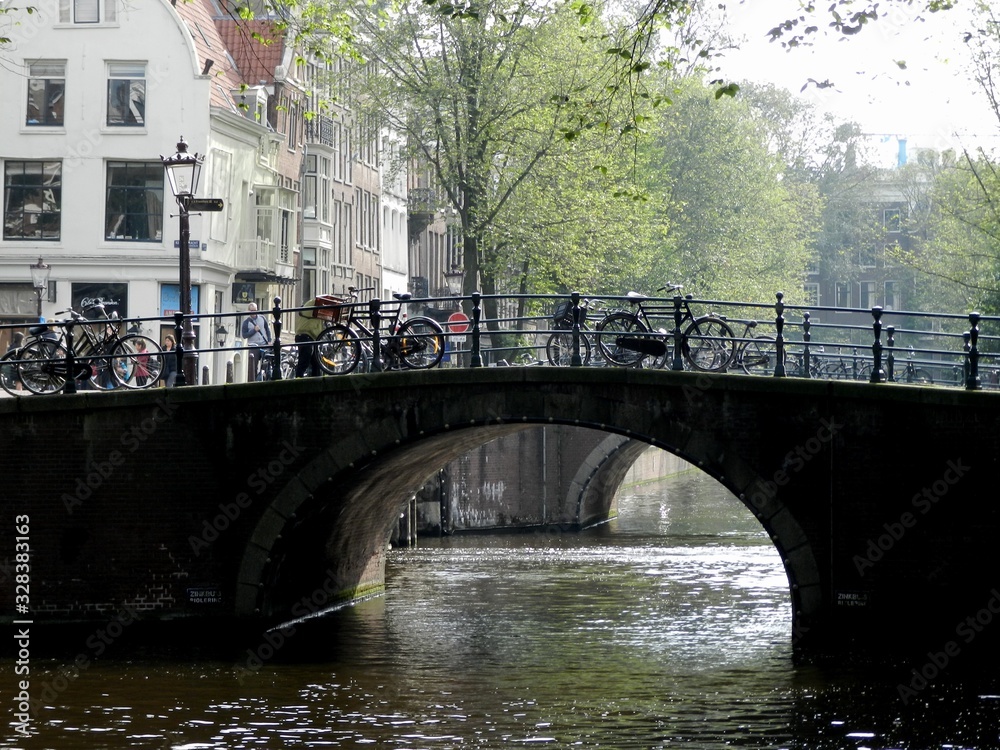 Fototapeta premium Amsterdam, The Netherlands, Cityscape with Canal