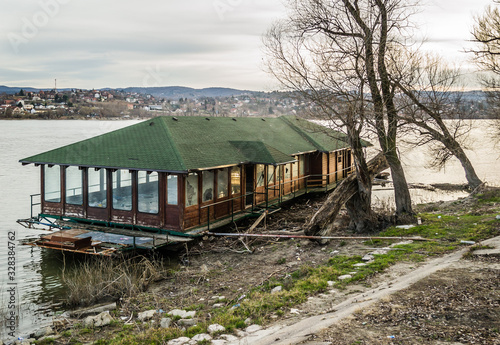 Abandoned catering facility on the shores of the Danube River