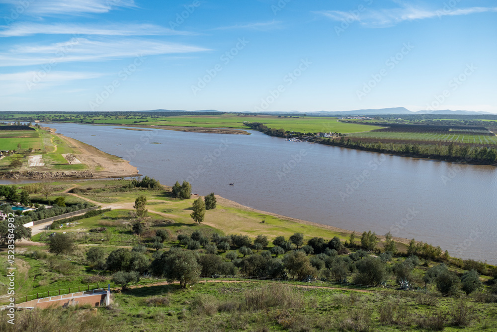 river guardiana on the portugal spanish border