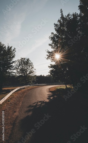 Beautiful sunset on the road