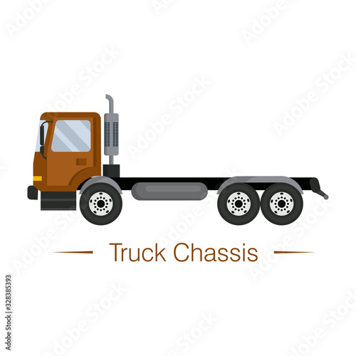 Empty new truck chassis with brown cab