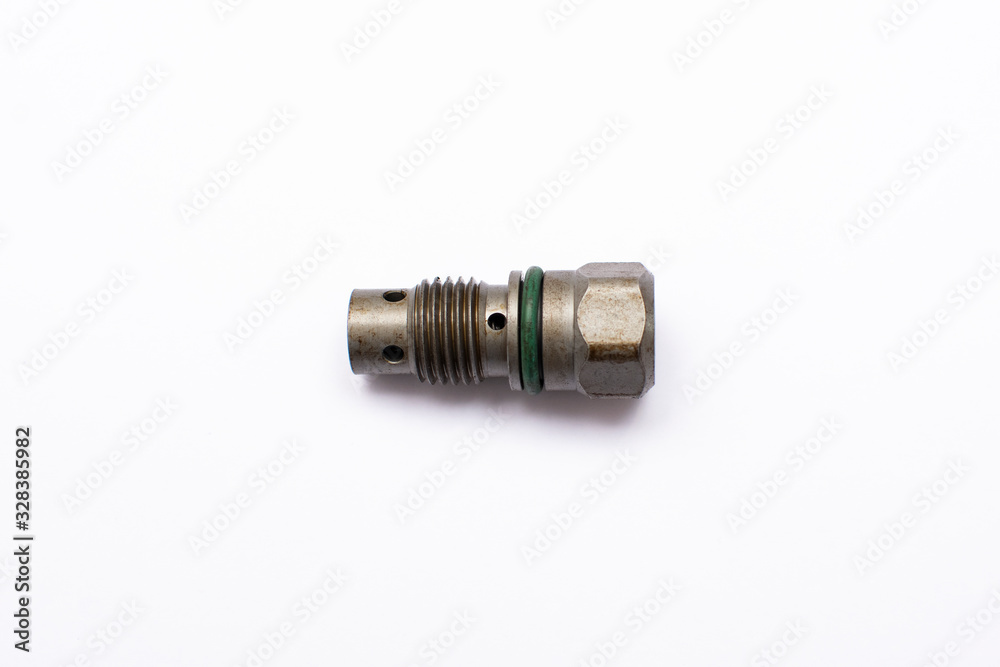 Overflow control valve fuel pump car isolated on white background. Overflow control valve fuel pump car isolated on white background.
