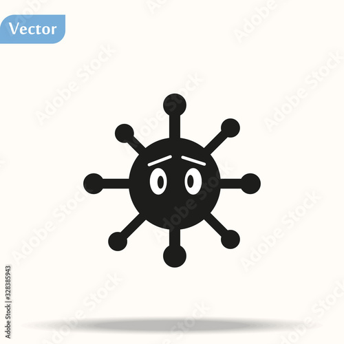 Coronavirus Bacteria Cell Icon, 2019-nCoV Novel Coronavirus Bacteria. No Infection and Stop Coronavirus Concepts. Dangerous Coronavirus Cell in China, Wuhan. Isolated Vector Icon eps10