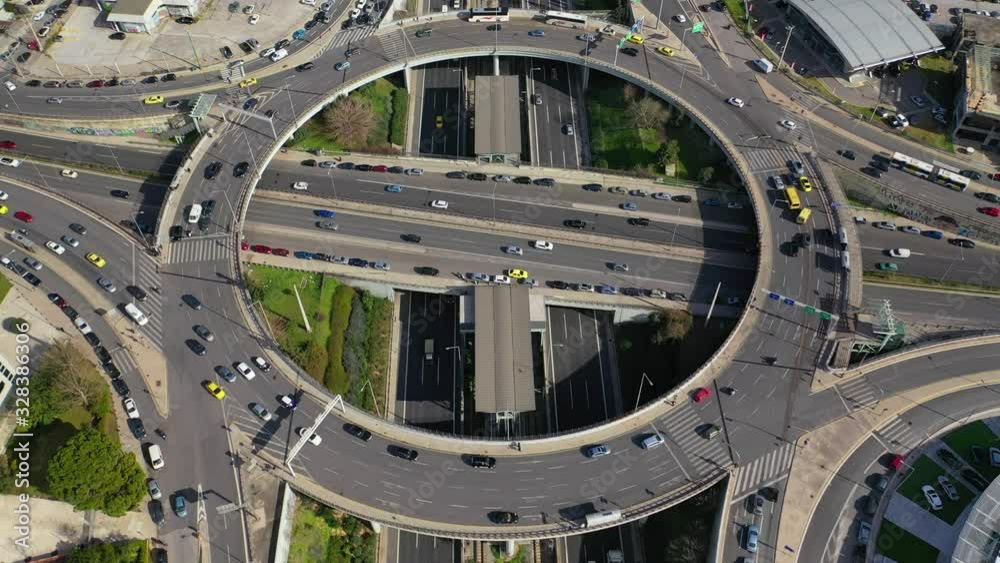 Aerial drone video of ring road in Kifisias and Attiki odos avenues, a popular multilevel junction circular road, Attica, Greece Aerial drone video of ring road in Kifisias and Attiki odos avenues, a popular multilevel junction circular road, Attica, Greece