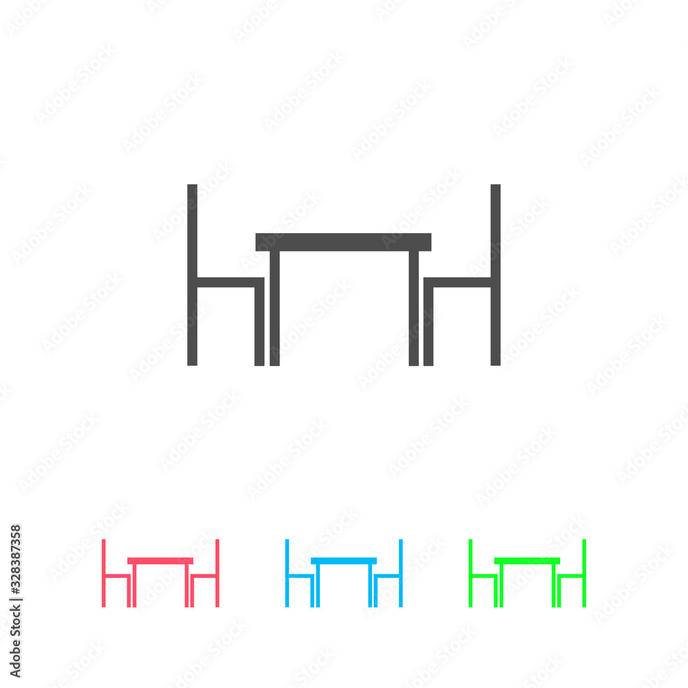 Table with chairs icon flat. Table with chairs icon flat.