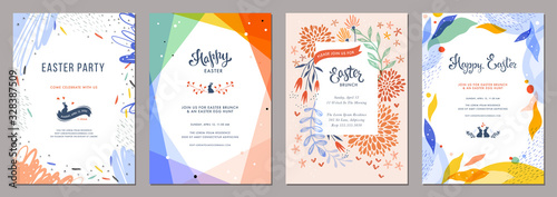 Trendy abstract Easter templates. Good for poster, card, invitation, flyer, cover, banner, placard, brochure and other graphic design. 